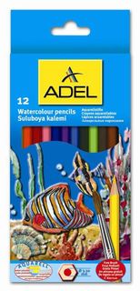 Карандаши цветные акварельные Adel Aquacolor 216-2610-000 3мм 12цв. кисточка коробка/европод. Адель