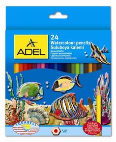Карандаши цветные акварельные Adel Aquacolor 216-2660-000 3мм 24цв. кисточка коробка/европод. Адель