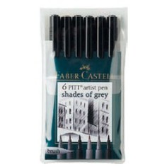 Набор ручек капиллярных Faber-Castell Pitt Artist Pen (167104) 6цв. оттенки серого футляр