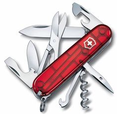 Складной нож VICTORINOX Climber, 14 функций, 91мм, красный полупрозрачный [1.3703.t]