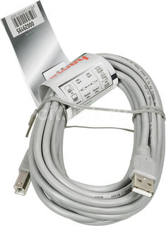 Кабель USB2.0 HAMA H-29195, USB A(m) - USB B(m), 5м, серый [00029195]