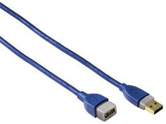 Кабель-удлинитель USB3.0 HAMA USB A(f) - USB A(m), GOLD , 1.8м, синий [00039674]