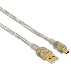 Кабель USB2.0 HAMA USB A(m) - mini USB B (m), GOLD , 0.75м, прозрачный [00039744]