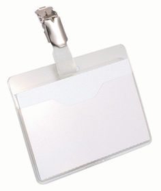 Бейдж Durable 8106-19 60х90мм горизонт. зажим+клип ПВХ прозрачный (упак.:25шт)