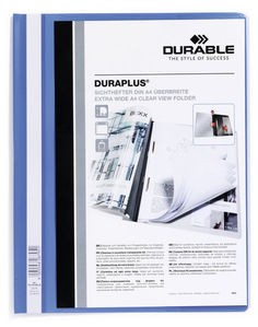 Папка-скоросшиватель Durable Duraplus 257906 A4+ прозрач.верх.лист карман синий