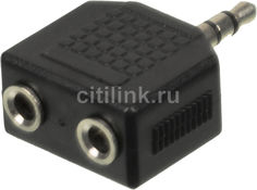 Адаптер аудио NINGBO JAAA095-B, 2xJack 3.5 (f) - Jack 3.5 (m) , черный