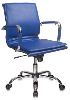 Кресло руководителя БЮРОКРАТ CH-993-Low, на колесиках, искусственная кожа, синий [ch-993-low/blue]