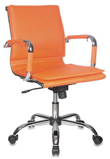 Кресло руководителя БЮРОКРАТ CH-993-Low, на колесиках, искусственная кожа, оранжевый [ch-993-low/orange]