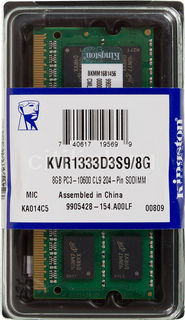 Модуль памяти KINGSTON VALUERAM KVR1333D3S9/8G DDR3 - 8Гб 1333, SO-DIMM, Ret
