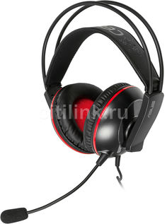 Наушники с микрофоном ASUS Cerberus, мониторы, черный / красный [90yh0061-b1ua00]