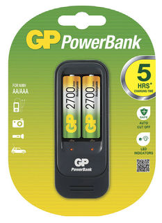 Аккумулятор + зарядное устройство GP PowerBank PB560GS270, 2 шт. AA, 2700мAч