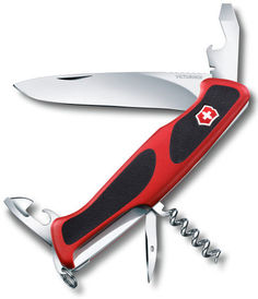 Складной нож VICTORINOX RangerGrip 68, 11 функций, 130мм, красный / черный [0.9553.c]