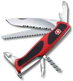 Складной нож VICTORINOX RangerGrip 155, 12 функций, 130мм, красный / черный [0.9563.wc]