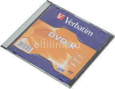 Оптический диск DVD-R VERBATIM 4.7Гб 16x, 1шт., 43547, slim case