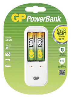 Аккумулятор + зарядное устройство GP PowerBank PB410GS130, 2 шт. AA, 1300мAч