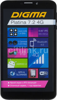 Планшет DIGMA Platina 7.2 4G, 1GB, 8GB, 3G, 4G, Android 4.4 черный [ns6902ql]