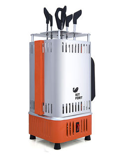 Шашлычница электрическая Kitfort KT-1403 900Вт серебристый/оранжевый