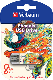 USB флешка Verbatim 8Gb Store n Go Mini Tattoo Phoenix (белый, с рисунком)