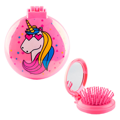 Расческа с зеркалом `MISS PINKY` BRIGHT Unicorn розовая