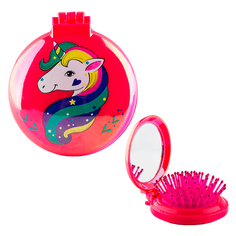 Расческа с зеркалом `MISS PINKY` BRIGHT Unicorn красная