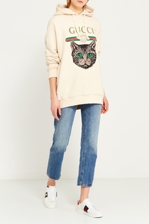 Декорированные кроссовки из кожи Gucci