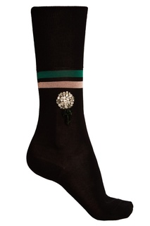 Черные хлопковые носки с кристаллами No21