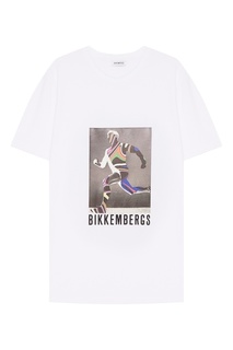 Белая футболка с ярким принтом Dirk Bikkembergs