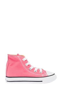 Высокие розовые кеды из текстиля Converse