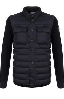 Шерстяной кардиган на молнии с пуховой отделкой Moncler
