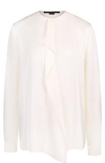 Шелковая блуза с круглым вырезом и оборкой Stella McCartney