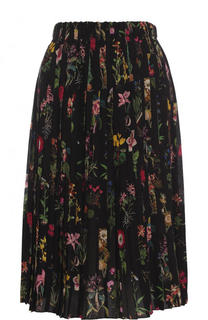 Шелковая плиссированная юбка-миди с принтом No. 21