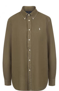 Однотонная хлопковая блуза прямого кроя Polo Ralph Lauren
