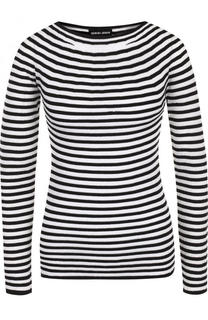 Приталенный пуловер в полоску с круглым вырезом Giorgio Armani