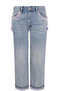 Укороченные джинсы прямого кроя с декоративной отделкой Marc Jacobs