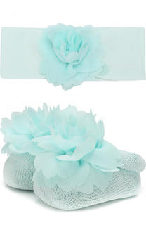 Комплект из пинетки и повязки на голову с цветочным декором La Perla