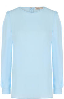 Однотонный шелковый топ с круглым вырезом Emilio Pucci