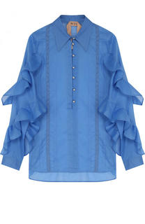 Однотонная шелковая блуза с оборками No. 21