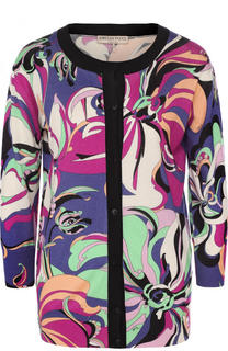 Кардиган из смеси шелка и кашемира с принтом Emilio Pucci