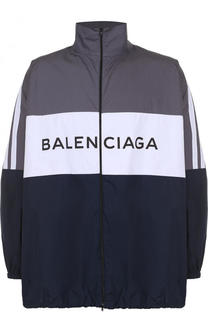 Хлопковая рубашка свободного кроя на молнии с воротником-стойкой Balenciaga