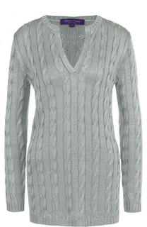 Удлиненный шелковый пуловер фактурной вязки Ralph Lauren