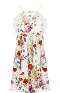 Приталенное платье-миди с цветочным принтом и кружевной отделкой Blugirl