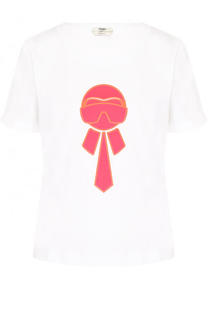 Хлопковая футболка прямого кроя с принтом Fendi