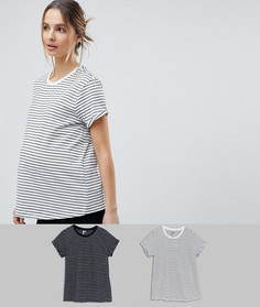 Комплект из 2 футболок в полоску ASOS Maternity, СКИДКА 15 - Мульти