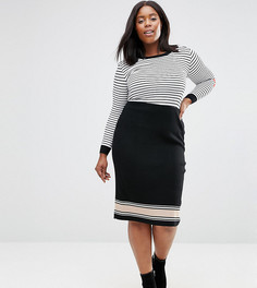 Трикотажная юбка миди в стиле колор блок New Look Curve - Зеленый