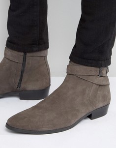 Серые замшевые ботинки челси на каблуке River Island - Серый