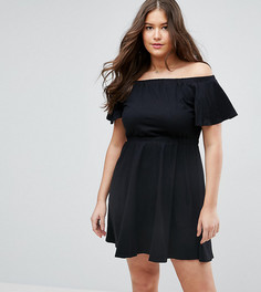 Короткое приталенное платье с открытыми плечами ASOS CURVE - Черный