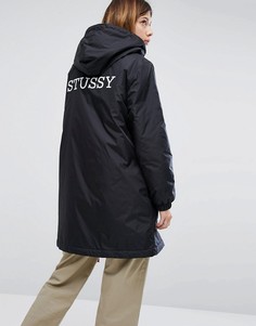 Анорак с молнией и принтом на спине Stussy - Черный