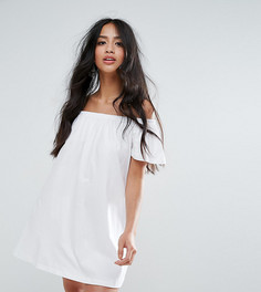 Платье мини с открытыми плечами ASOS PETITE - Белый