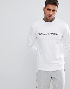 Белый свитшот с круглым вырезом и логотипом Emporio Armani - Белый