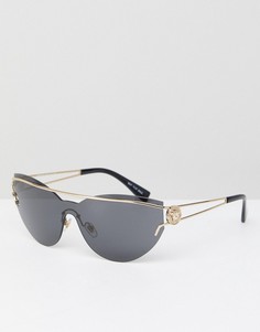 Солнцезащитные очки кошачий глаз с металлической планкой Versace 0VE2186 - 38 мм - Золотой